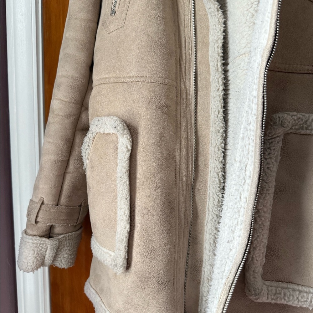 Steve Madden Cream Shearling Coat - Picture 4 of 4